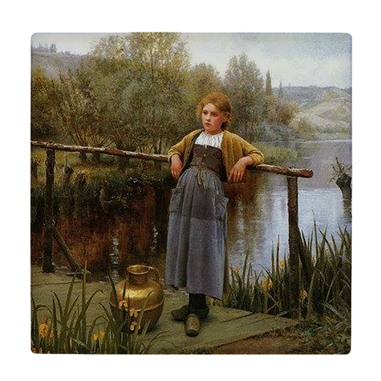 کاشی کارنیلا طرح نقاشی دختر روستایی کد wkk3600