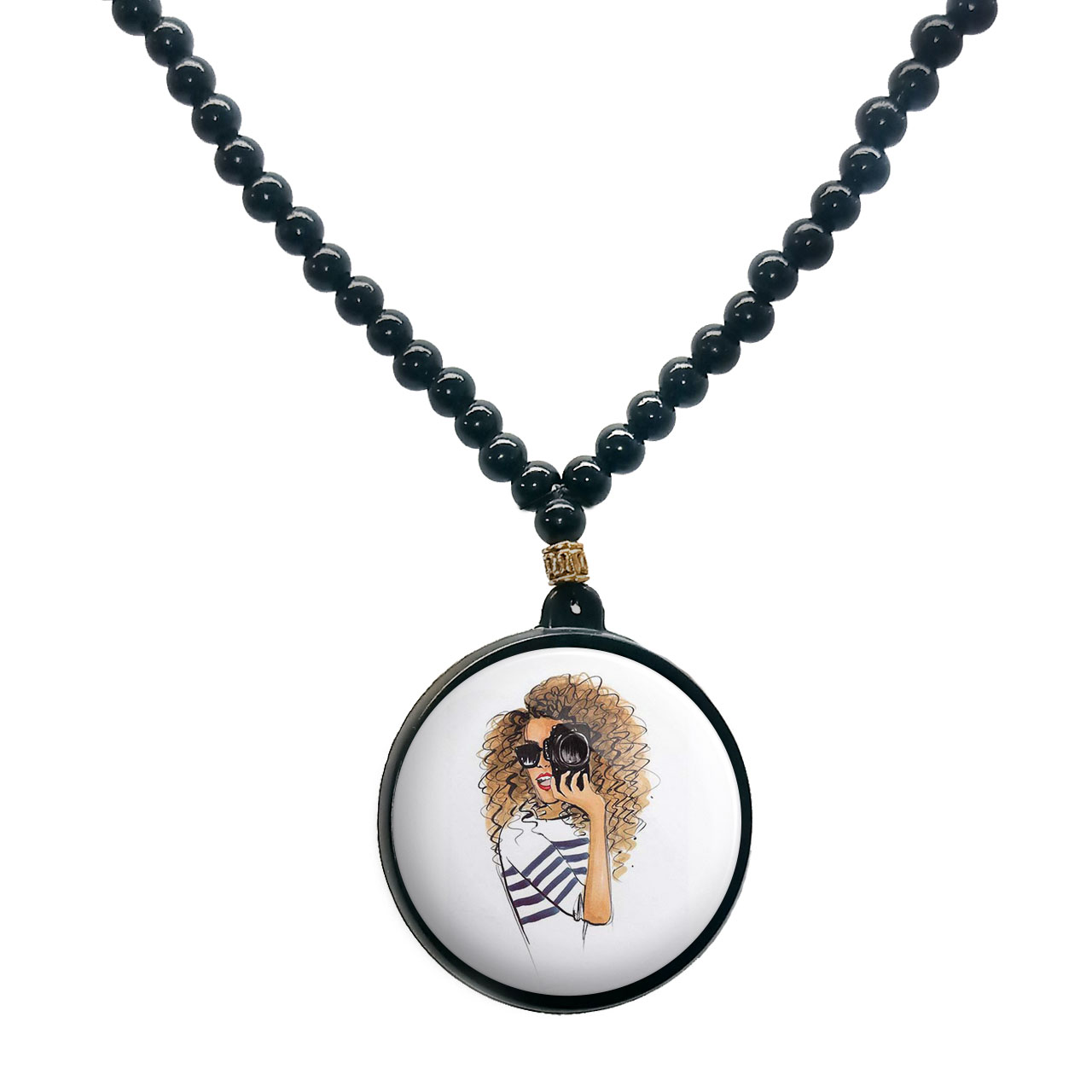 گردنبند پرمانه طرح عکاس کد pmd.5102 مدل دو طرفه