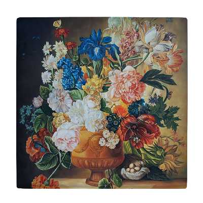 کاشی کارنیلا طرح نقاشی گل و گلدان مدل لوحی کد WKB770 