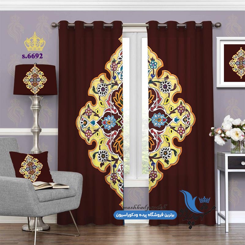 پرده پانچ طرح اسلیمی کاشی کاری شمسه S6692