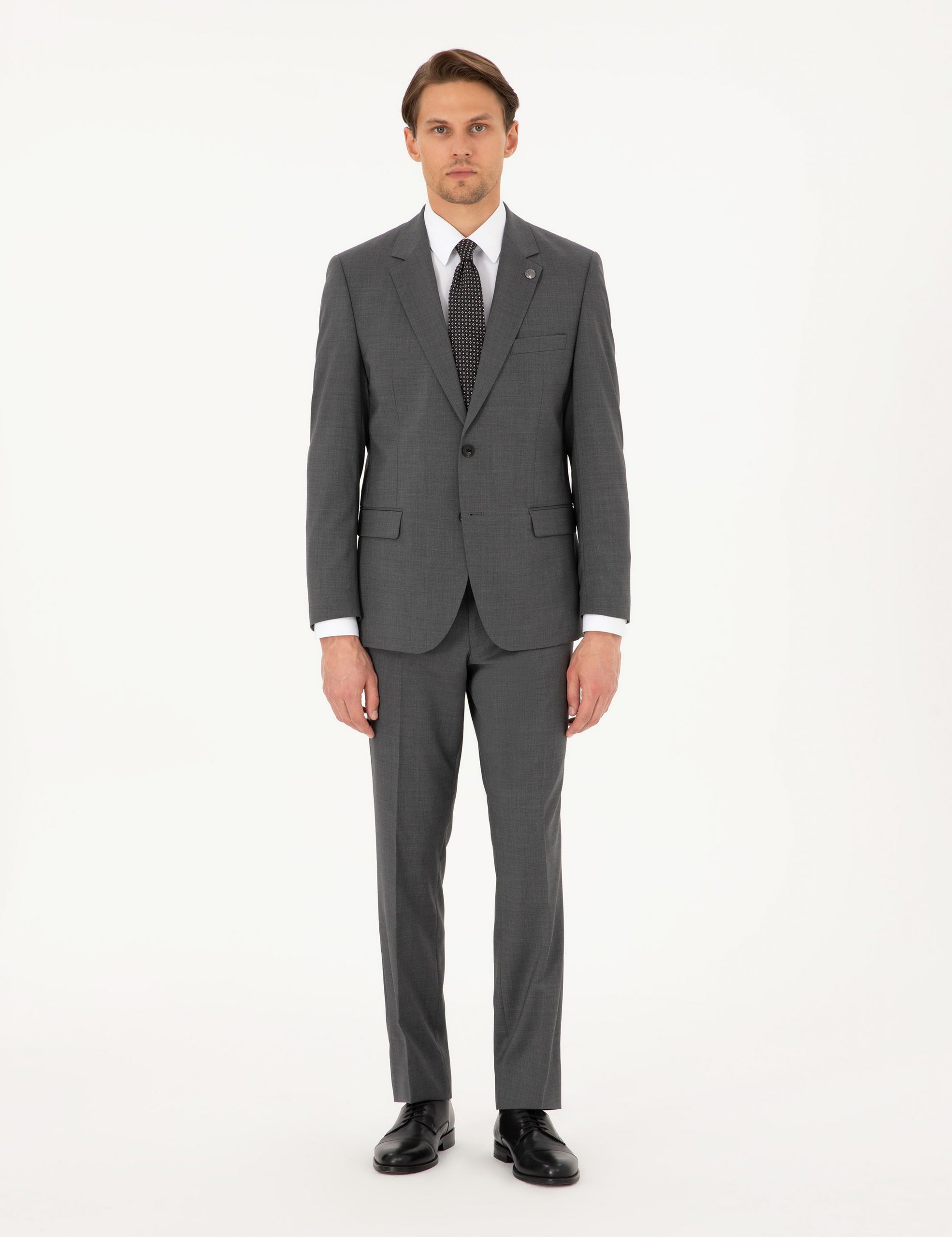 کت و شلوار مردانه خاکی ملانژ پیرکاردین - فروشگاه لباس شهرمون