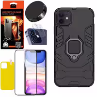 کاور کینگ کونگ مدل BATMAN مناسب برای گوشی موبایل اپل Iphone 12 به همراه محافظ صفحه نمایش و محافظ لنز دوربین و برچسب محافظ پشت و پایه نگهدارنده گوشی 