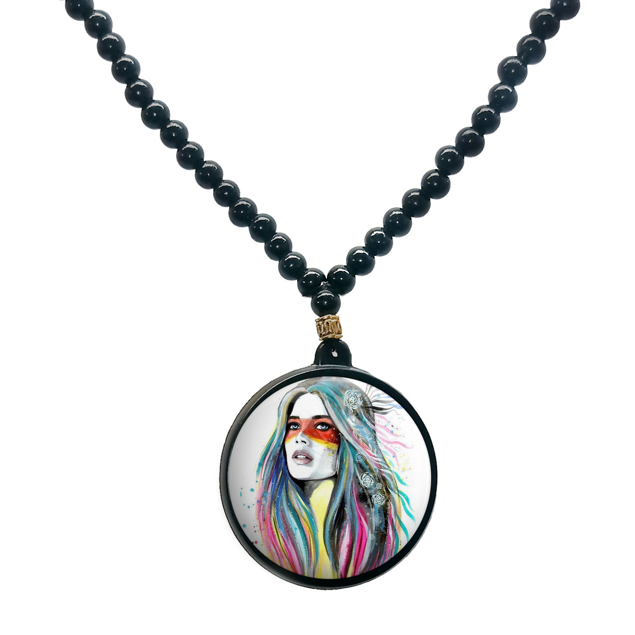 گردنبند پرمانه طرح دخترونه کد pmd.4482 مدل دو طرفه