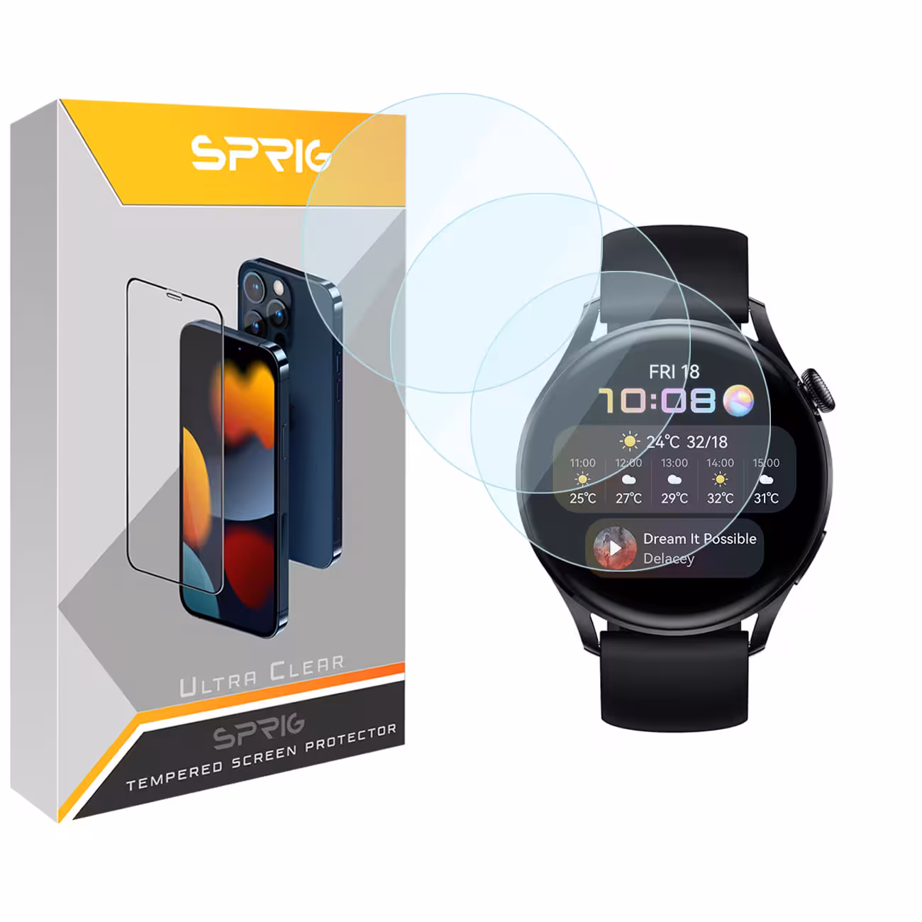 محافظ صفحه نمایش شیشه ای اسپریگ مدل SPG مناسب برای ساعت هوشمند هوآوی Watch 3 Active Edition بسته سه عددی