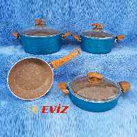 سرویس قابلمه 7 پارچه اویز EVIZ مدل سوئینگ سبز کله غازی با ضمانت 18 ماهه با ارسال رایگان