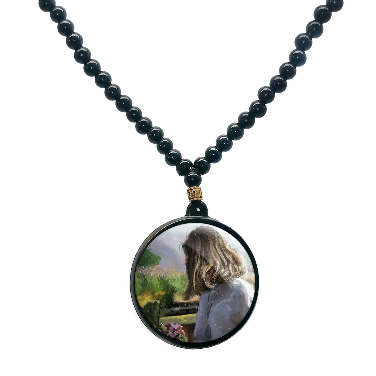 گردنبند پرمانه طرح دخترونه کد pmd.23396 مدل دو طرفه