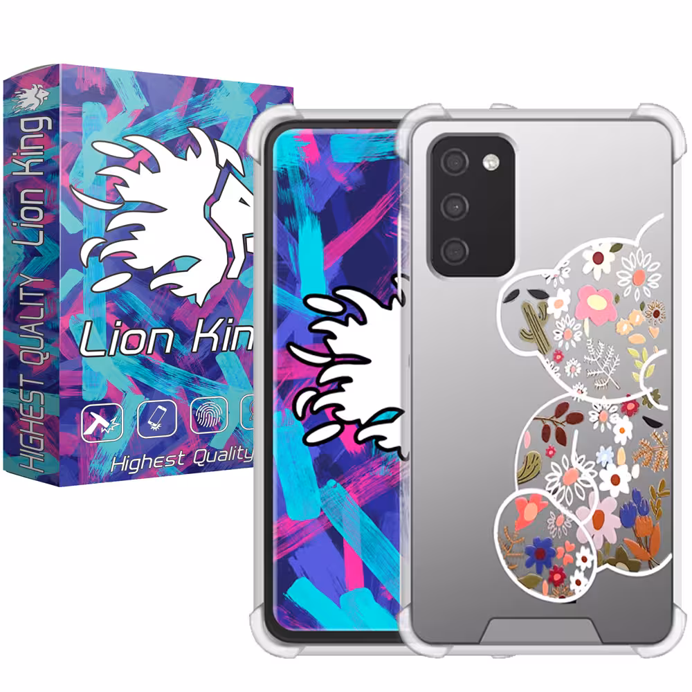 کاور لاین کینگ مدل آینه ایی نشکن طرح خرس مناسب برای گوشی موبایل سامسونگ Galaxy A03s