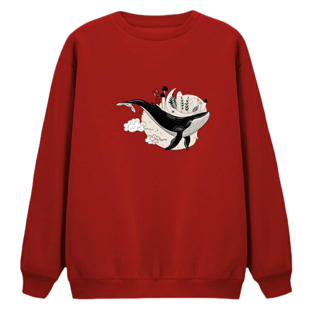 سویشرت زنانه مدل نهنگ کد 2 رنگ قرمز