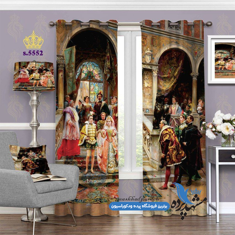 پرده پانچ پذیرایی طرح کلاسیک انگلیسی کد s-5552