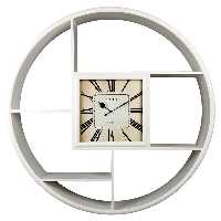 ويترين کتابخانه چوبی همراه با ساعت لوتوس کد محصول: HGDC-88-ROSLYN-WHITE&BROWN