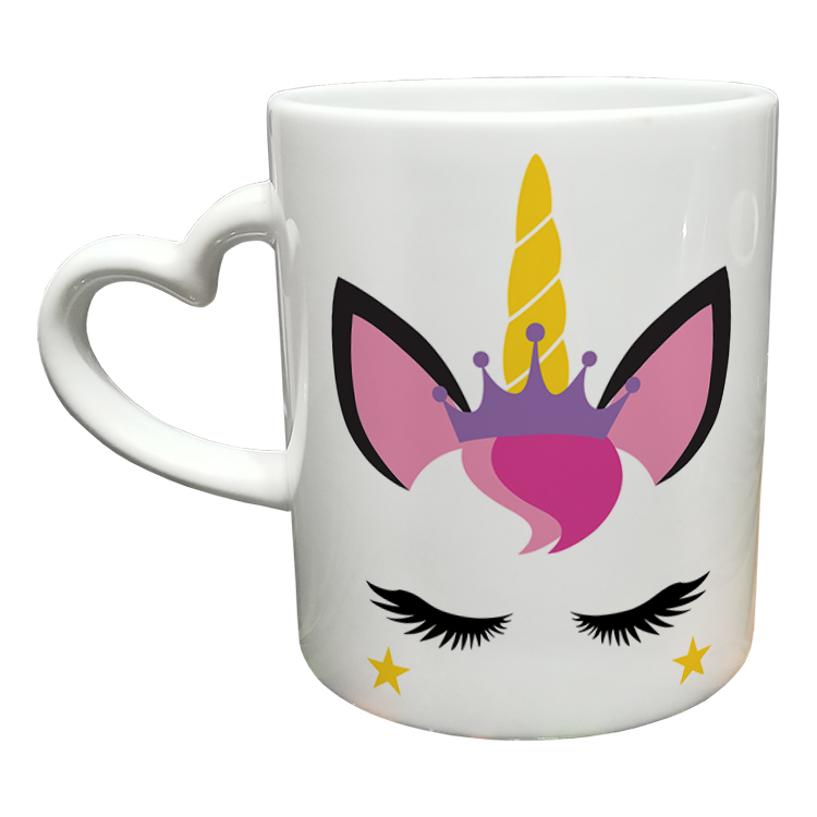 ماگ مدل دسته قلبی طرح یونیکورن کد 52