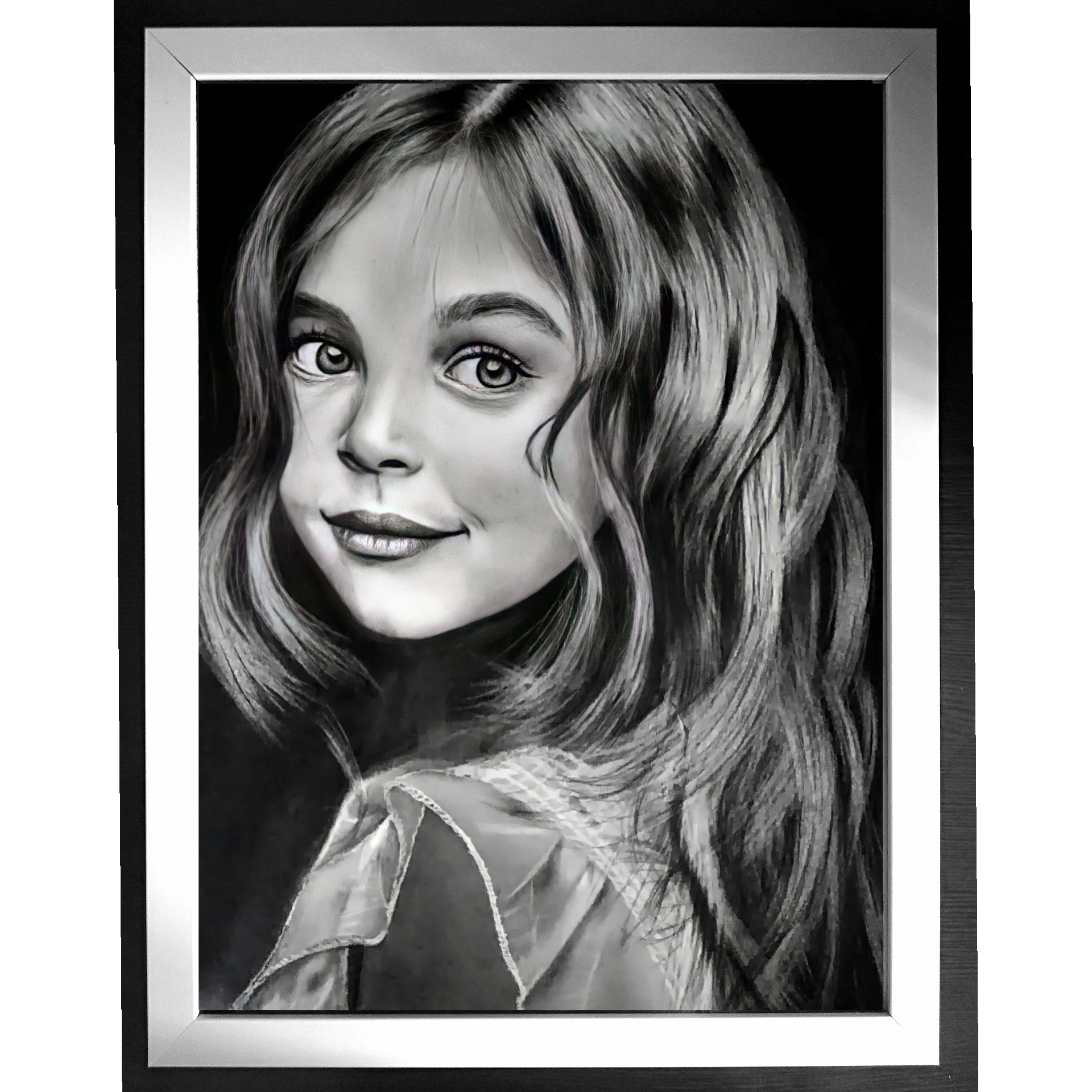 تابلو سیاه قلم مدل دختر بچه