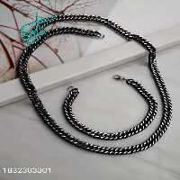 خرید ست گردنبند و دستبند استیل سیاه قلم کیفیت عالی کد 1815178 - ردگل