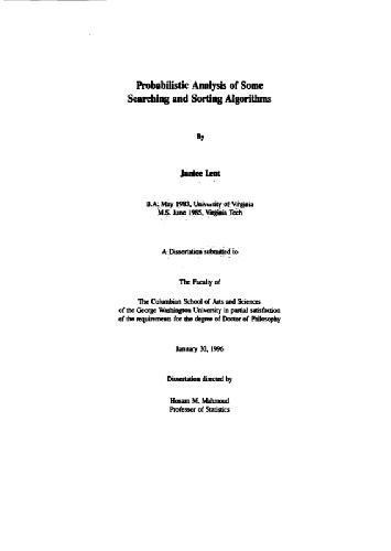 خرید و دانلود نسخه کامل کتاب Probabilistic analysis of some searching and sorting algorithms