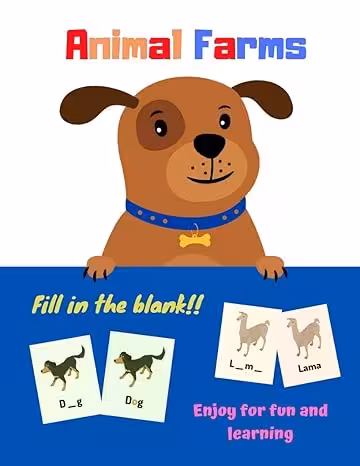خرید و دانلود نسخه کامل کتاب Vocabulary Flash Cards Cartoon Animals Farm: Fill in blank word kind of animal farm for Kids and Preschools for Learning &amp; Skill Development -    PDF