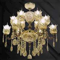 لوستر برنزی  6شاخه 12شعله  ترکیب برنز و سرامیک (لوستر برنجی)