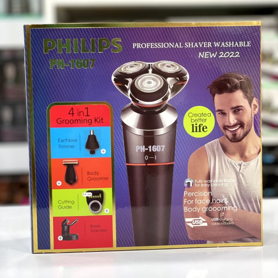 سه تیغه فیلیپس مدل 1607 ضد آب و ضد حساسیت چهار کاره و کله متحرک