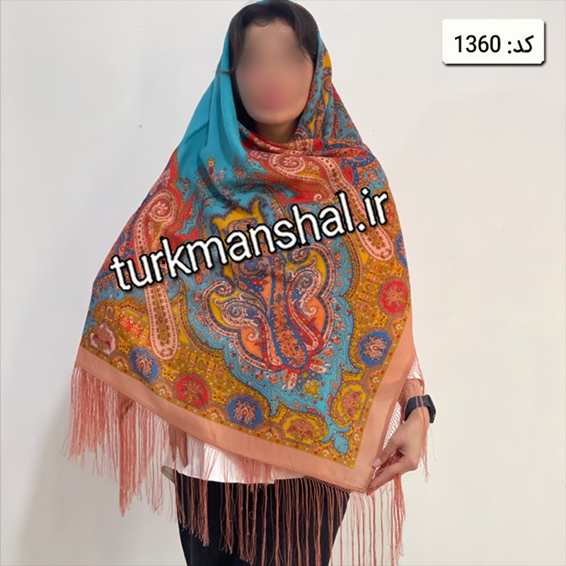 روسری ترکمن ابریشمی (ایتالیایی) کد 1360