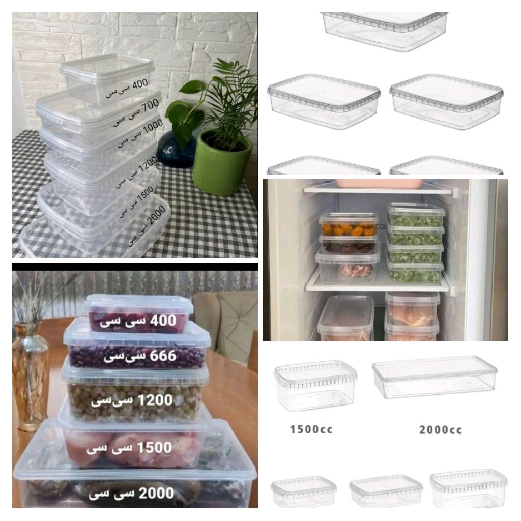 ظرف فریزری ظرف فریزری 2000 سی سی ظرف فریزری سایز 2000 ارگانایزر قابل شستشو و استفاده مجدد پک 2 عددی 