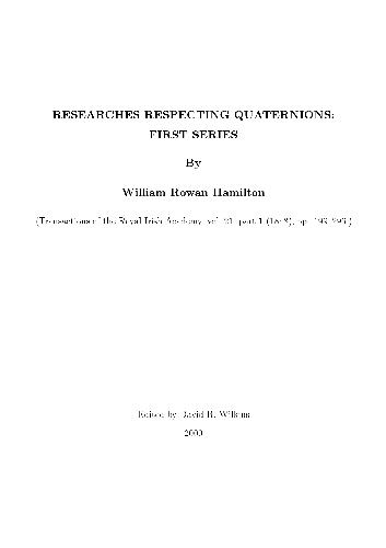 خرید و دانلود نسخه کامل کتاب Researches REspecting Quaternions: First Series
