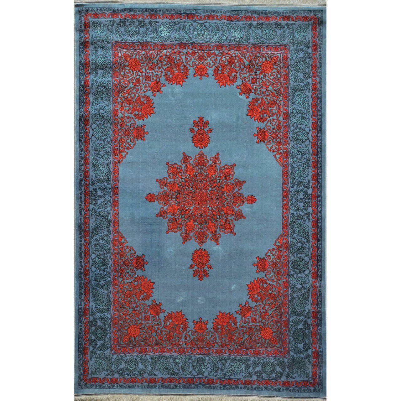 فرش ماشینی هیوا طرح فیروزه کد 340 زمینه آبی