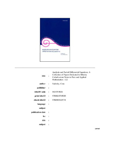 خرید و دانلود نسخه کامل کتاب Analysis and partial differential equations. Dedicated to Mischa Cotlar