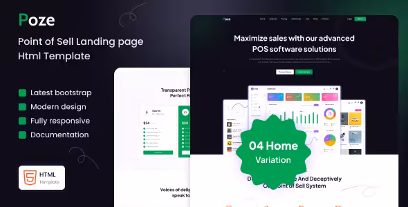 دانلود قالب Poze قالب HTML خدمات پایانه فروش و POS