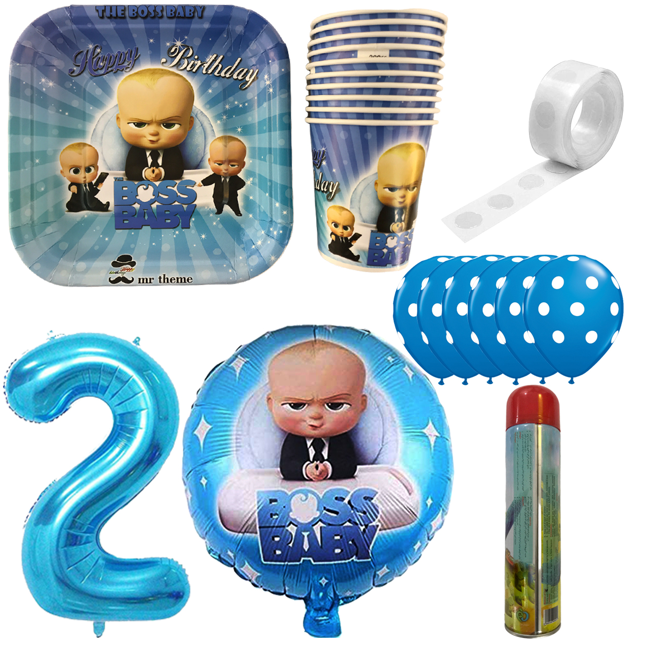 مجموعه 30 عددی تم تولد مستر تم طرح بچه رئیس کد 2