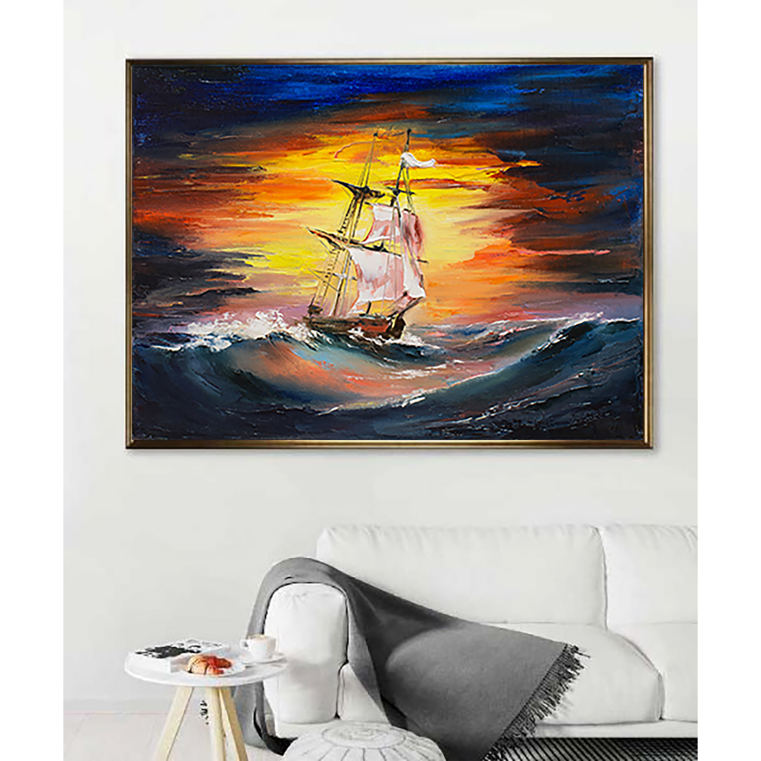 تابلو مدل کشتی و طوفان کد 0236