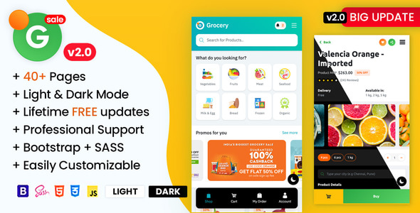 دانلود Grofar گروفار قالب اچ تی ام ال موبایلی سوپرمارکت