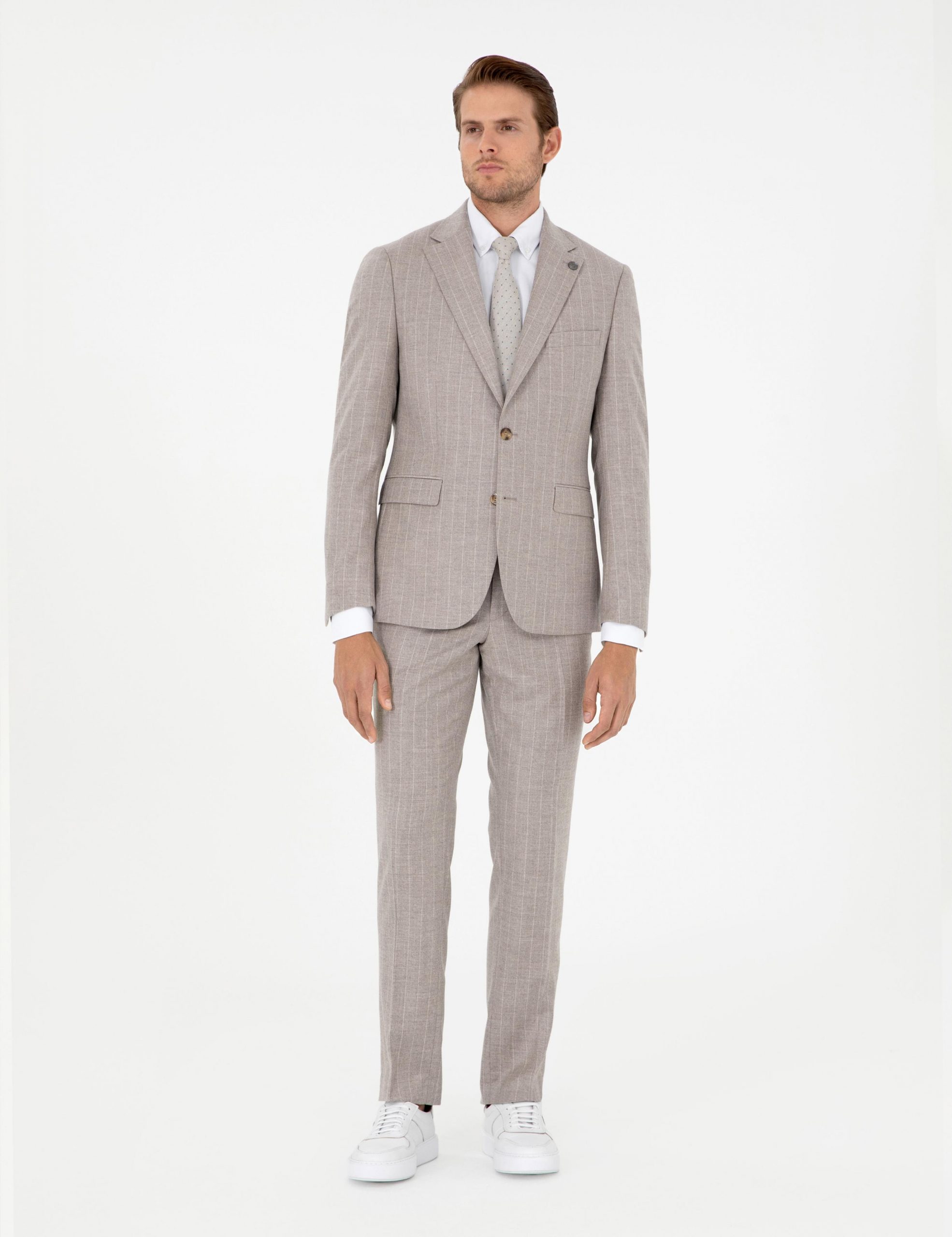 کت و شلوار مردانه بژ پیرکاردین - فروشگاه لباس شهرمون