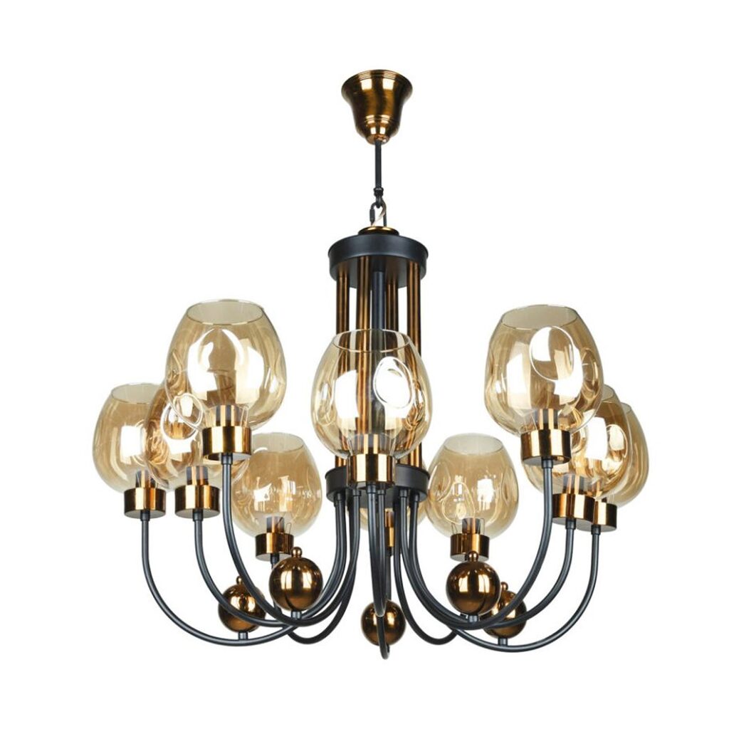 لوستر فلزی 10 شعله چشمه نور مدل 1704/10BK