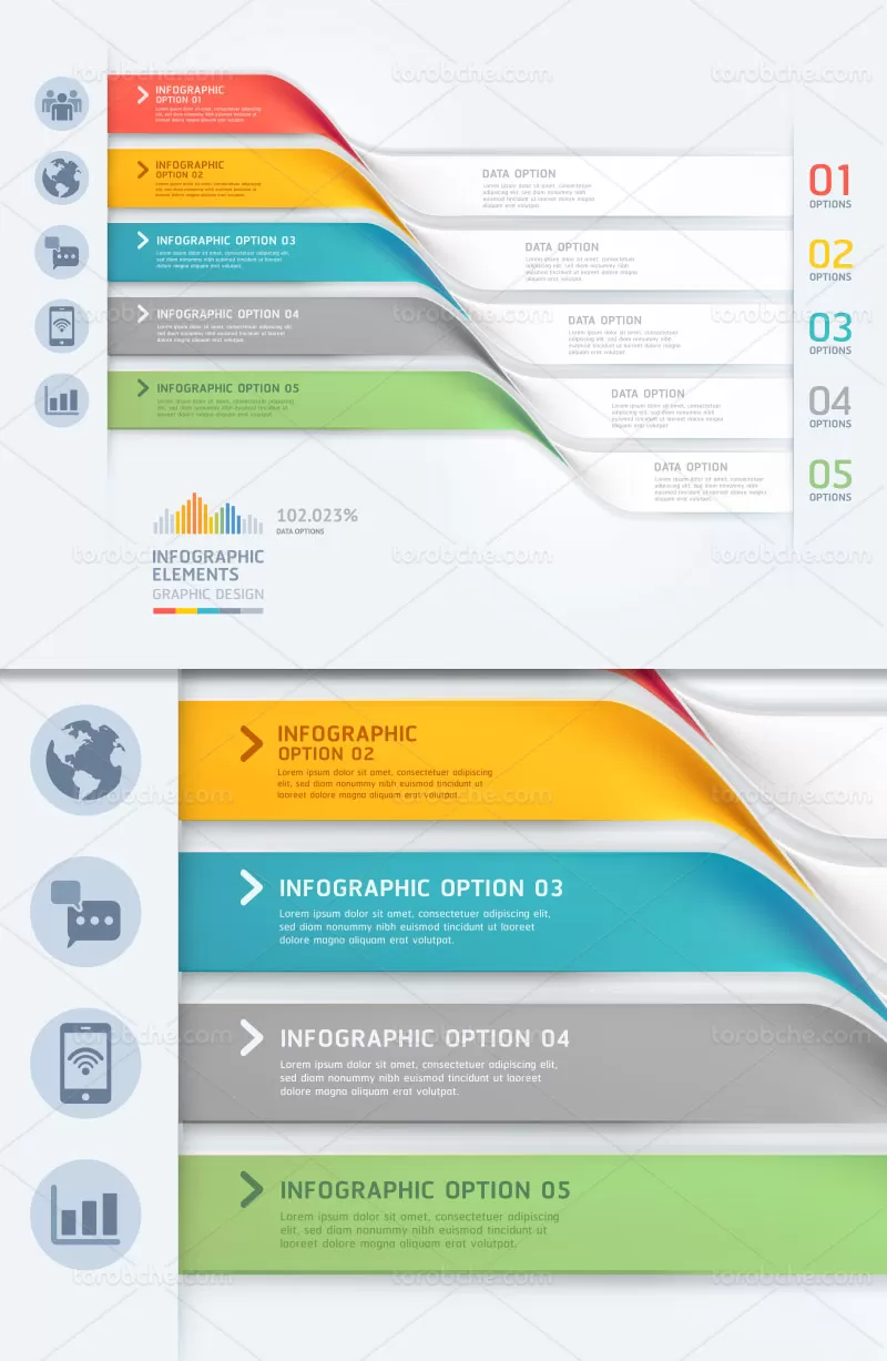 وکتور اینفوگرافیک کسب و کار 5 بخشی | گرافیک با طعم تربچه