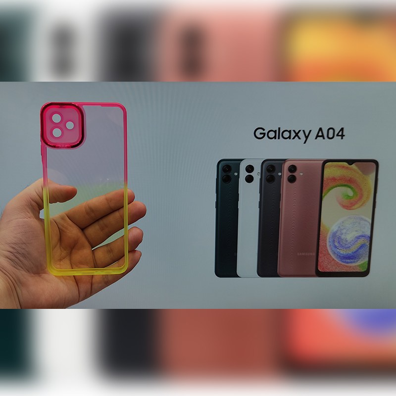 گارد شفاف دو رنگ دور سیلیکونی محافظ لنز دار هولدر دار سامسونگ A04 کد 1