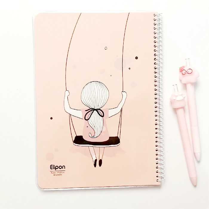 دفتر 60 برگ مجلد   الیپون طرح دختر