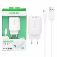 شارژر دیواری 10W دو پورت GERLAX مدل GA-05 به همراه کابل شارژ اندروید - سفید