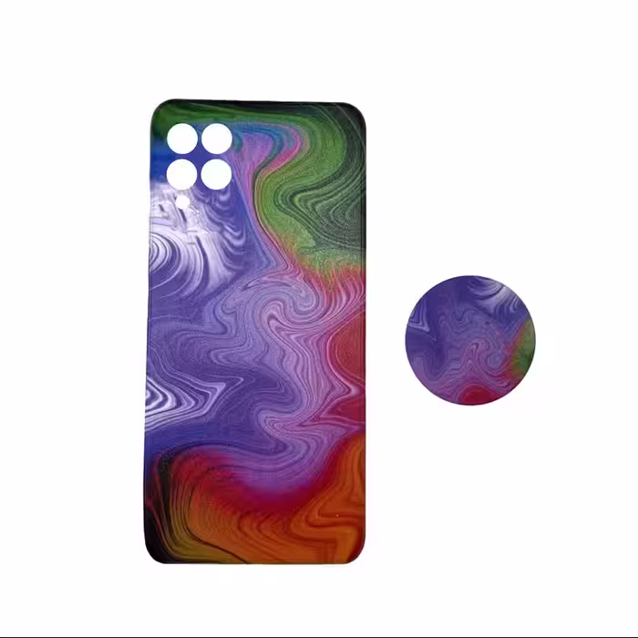 کاور مدل سیلیکونی  مناسب   گوشی موبایل سامسونگ Galaxy A22 4g به همراه پاپ سوکت