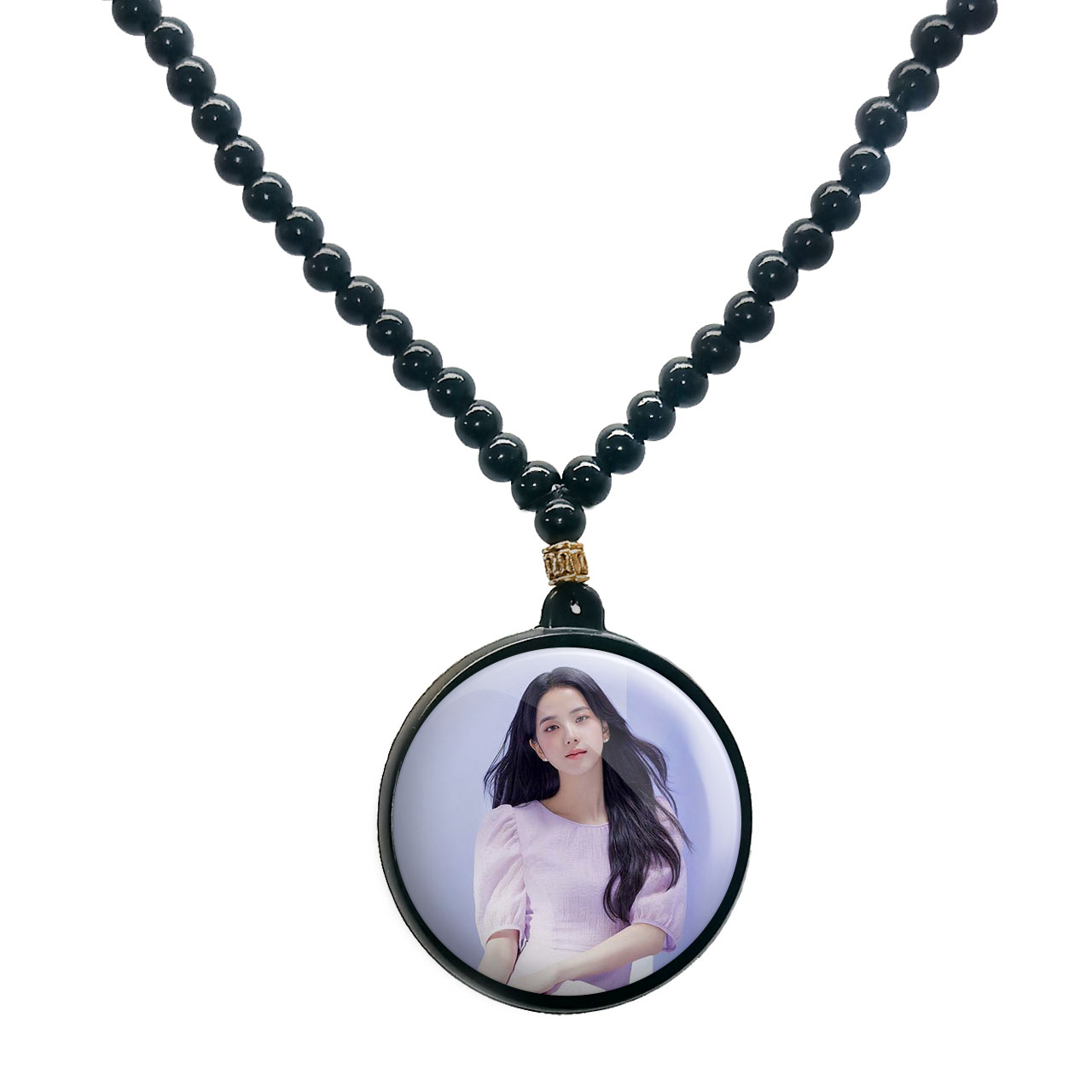 گردنبند پرمانه طرح بلک پینک کد pmd.6737 مدل دو طرفه