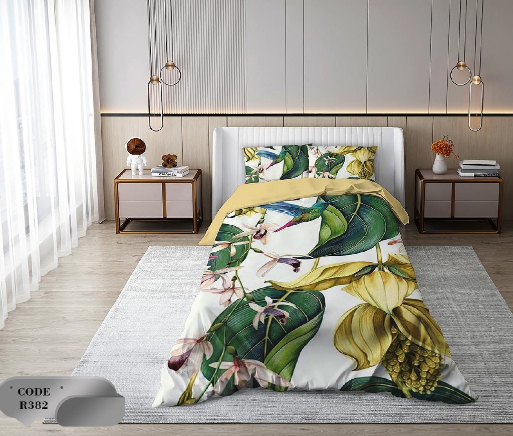 سرویس روتختی 2 نفره 6 تکه ابعاد 2.25 ×2.35 کشدار ضد حساسیت و عرق کد R382 | ست خواب و ست روتختی