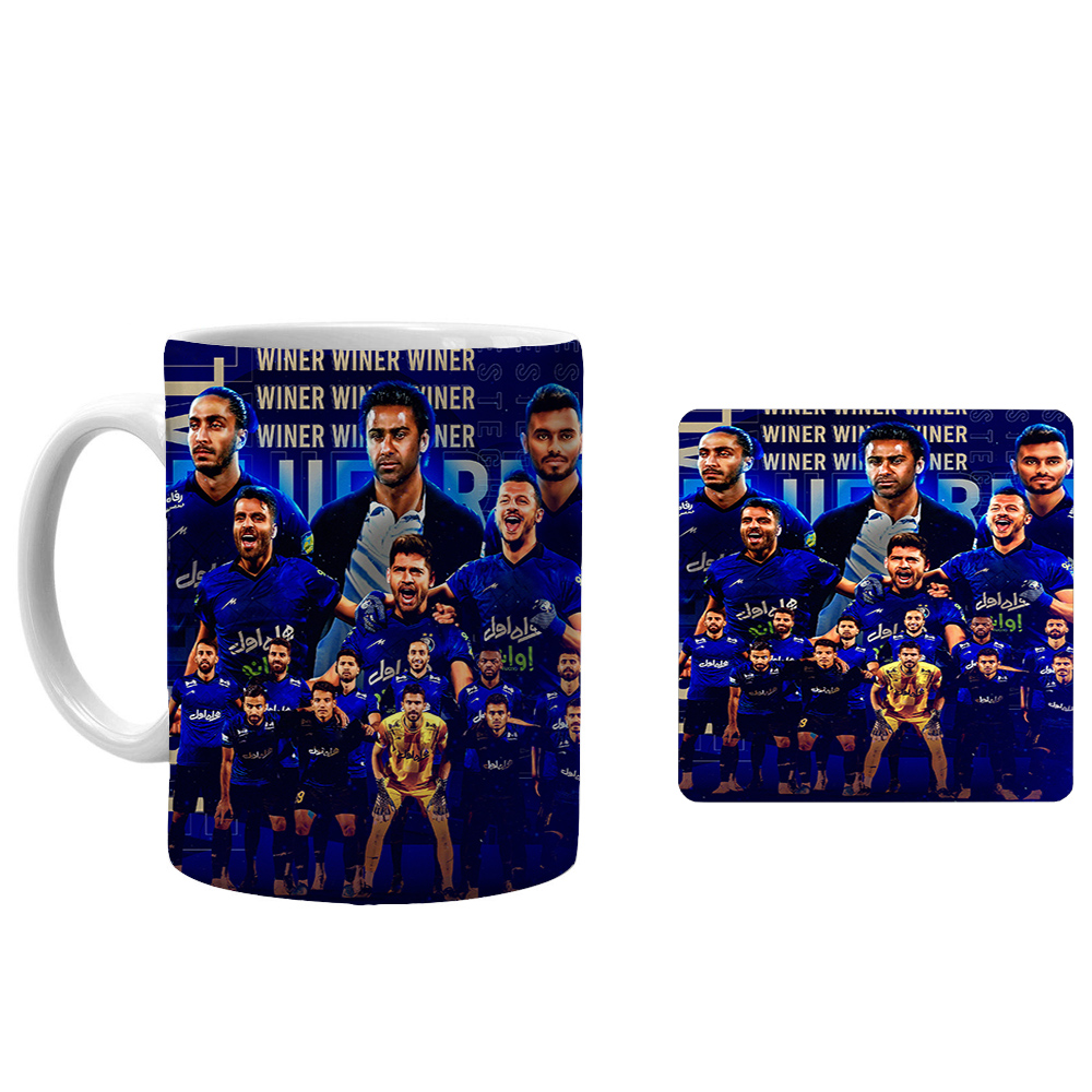 ماگ مدل هواداری استقلال 1400 به همراه زیر لیوانی