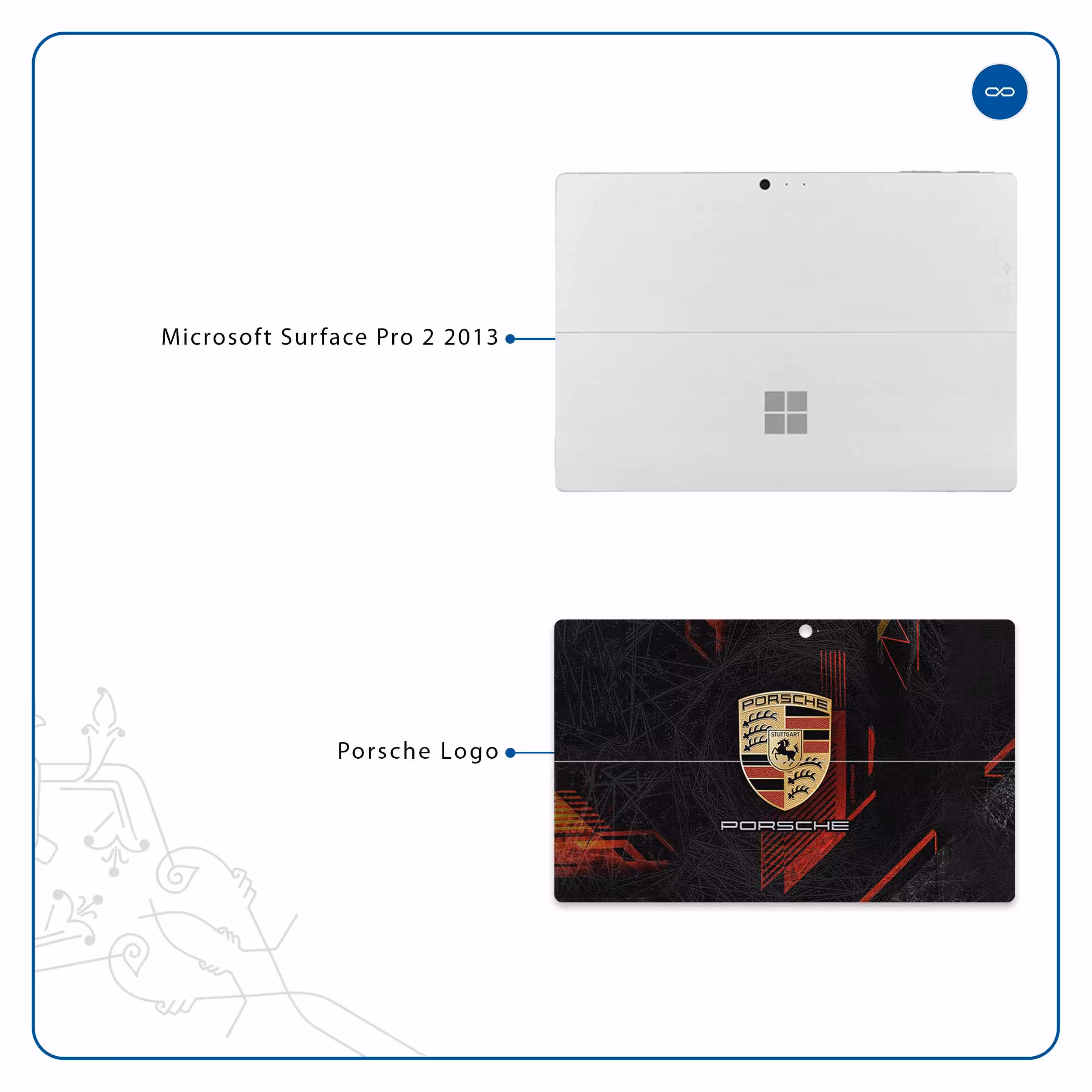 برچسب پوششی ماهوت مدل Porsche-Logo مناسب برای تبلت مایکروسافت Surface Pro 2 2013