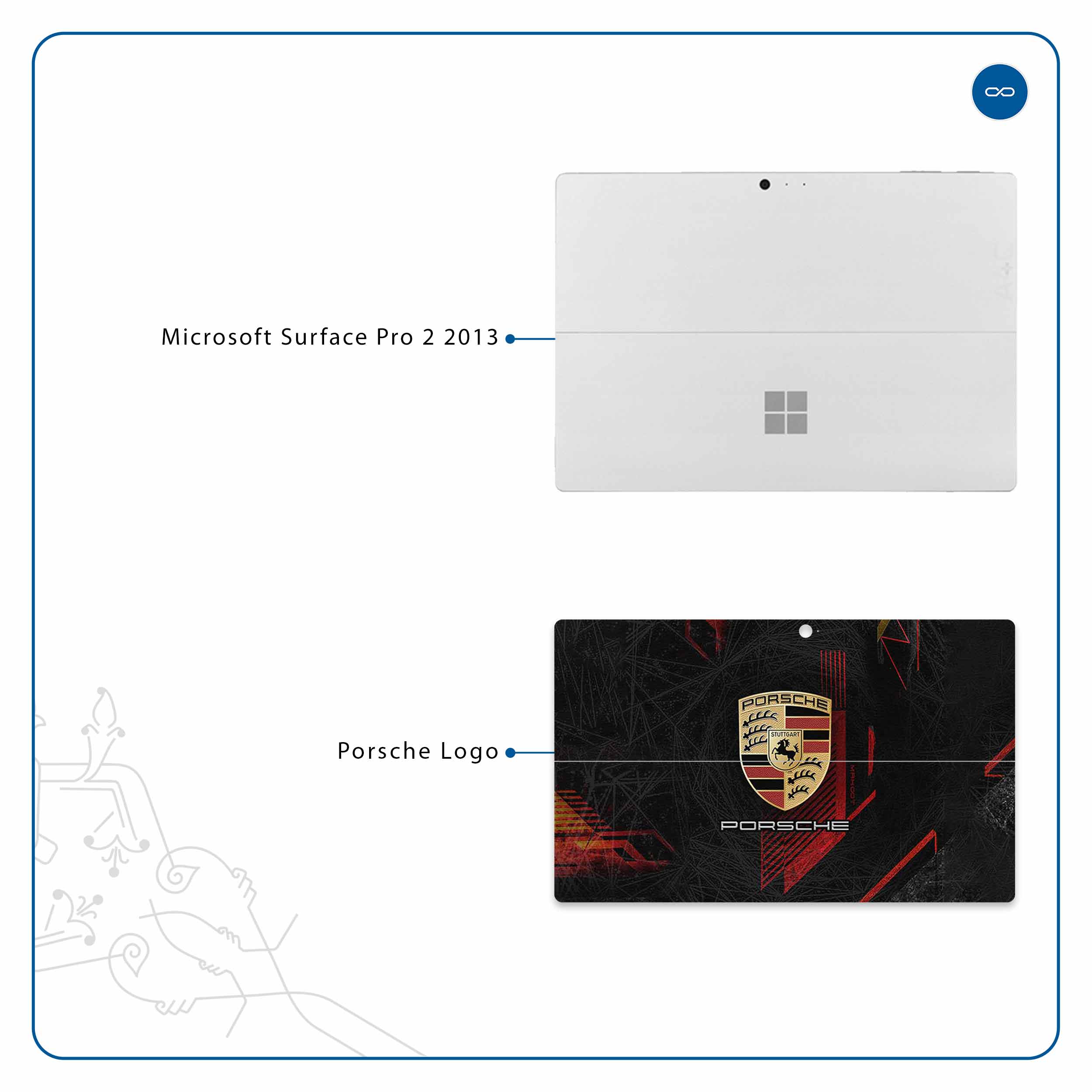 برچسب پوششی ماهوت مدل Porsche-Logo مناسب برای تبلت مایکروسافت Surface Pro 2 2013