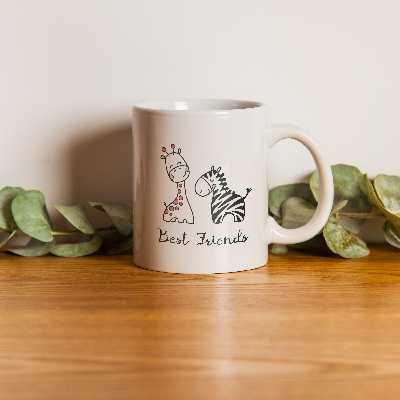 ماگ طرح زرافه و گورخر مدل best friends