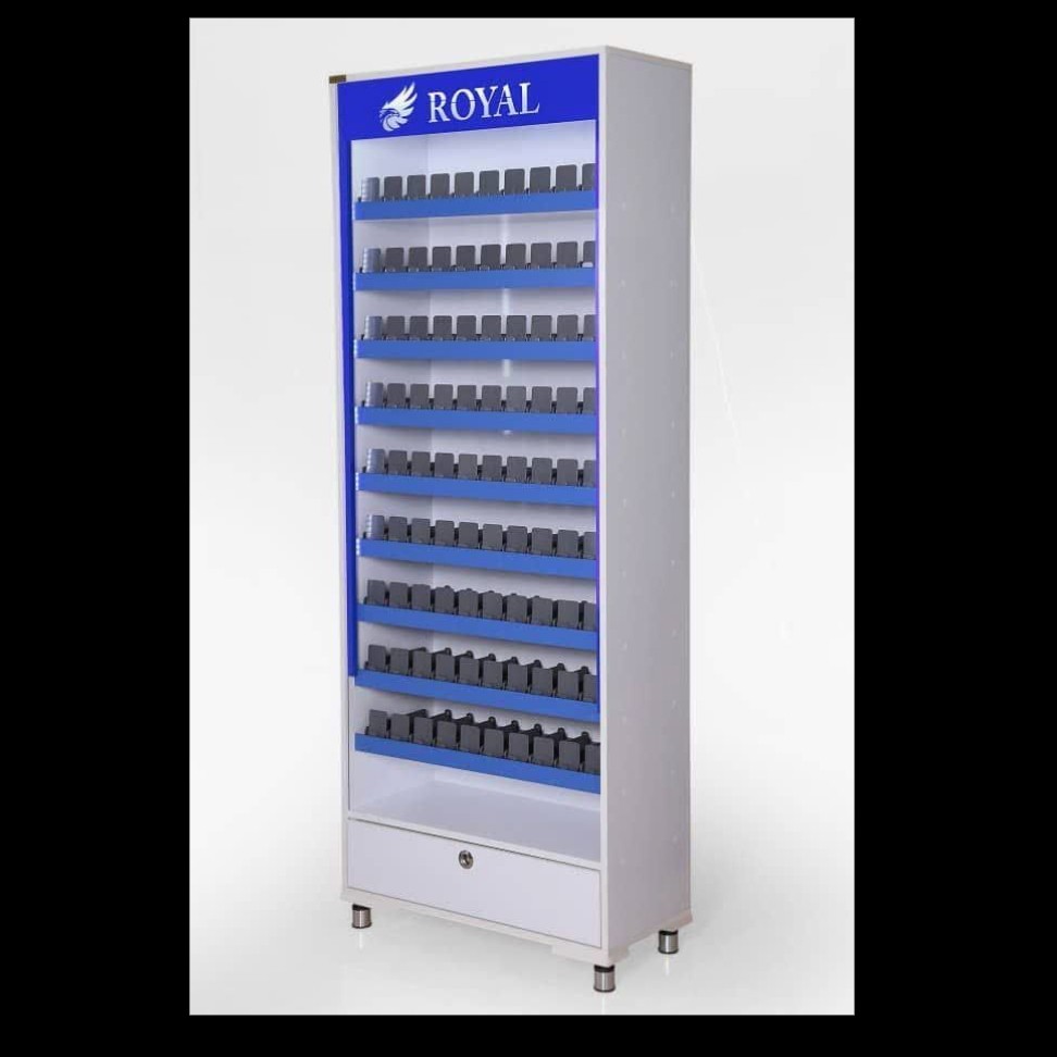 استند سیگار ایستاده ظرفیت 90 باکس سیگار  .کرایه وانت شهری به عهده مشتری( ارسال با  باربری بین شهری و پس کرایه ) می باشد