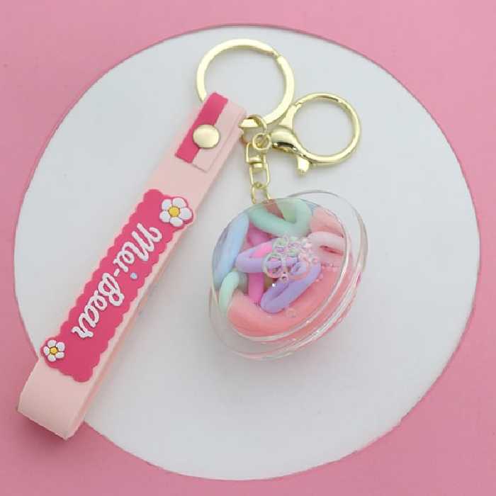 سرکلیدی شیشه ای آویز کیف آکواریومی بشقاب پرنده صورتی 33854