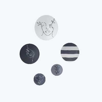 بشقاب دیوارکوب سفالی طرح چهره مجموعه 5 عددی