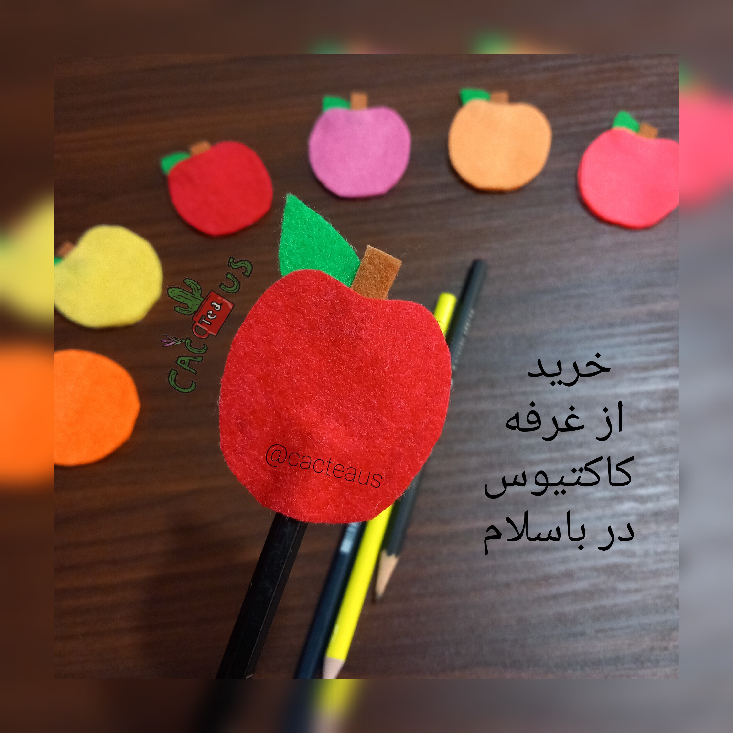 سرمدادی نمدی طرح سیب رنگی رنگی قابل سفارش در تعداد بالا