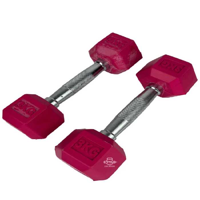 دمبل شش ضلعی رنگی 3 کیلوگرمی برند استار بسته 2 عددی