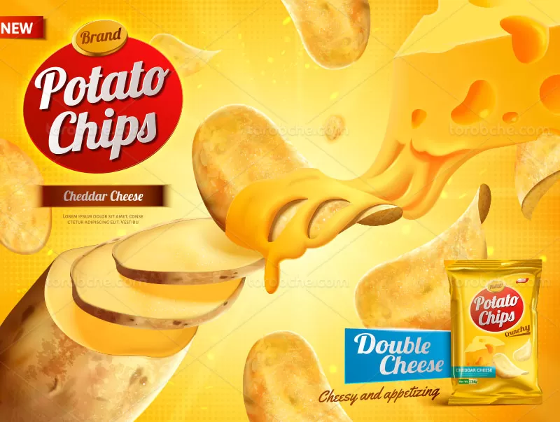 وکتور تبلیغاتی چیپس | گرافیک با طعم تربچه