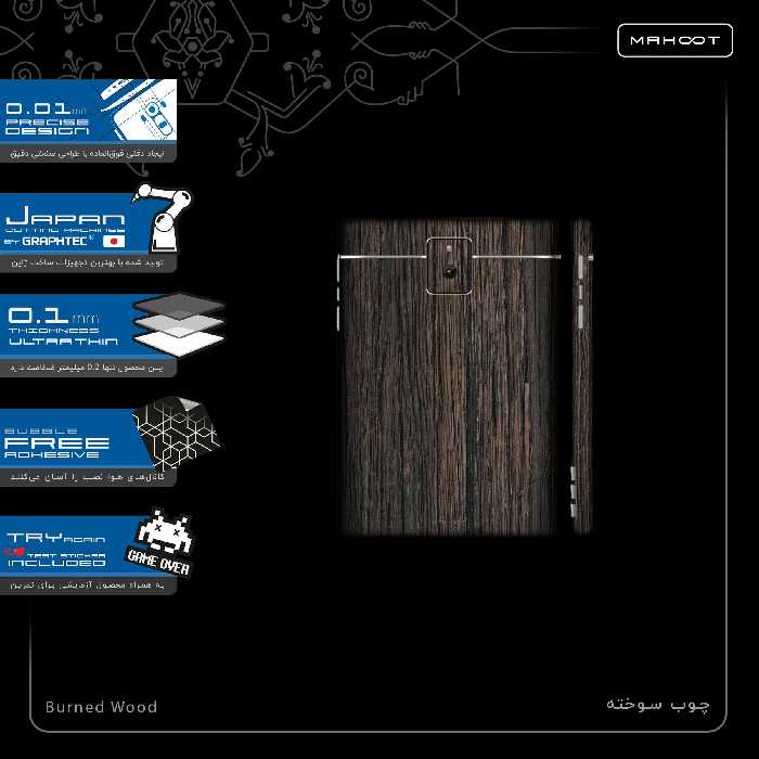 برچسب پوششی ماهوت مدل Burned Wood-FullSkin مناسب برای گوشی موبایل بلک بری Passport